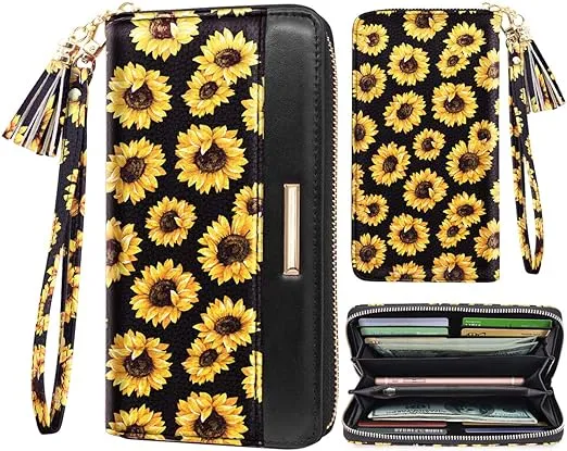 Coco Rossi Wallets for Women PU Leather Card Holder Organizer Ladies Clutch with Tassel Wristlet Wrist strap
