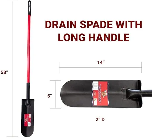 Bully Tools 82530 12-Gauge Drain Spade with Long Fiberglass Handle