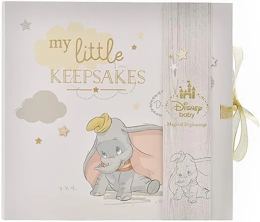 Happy Homewares Magical Beginnings Paper Wrap My Little Keepsakes Keepsake Box 6 Drawers Dumbo - New-Born Baby Memento Box - Officially Licensed