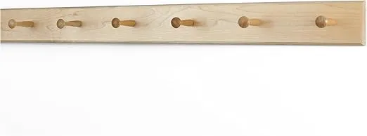 Solid Maple Shaker Peg Rack (Natural, 35" x 3.5" with 6 pegs)