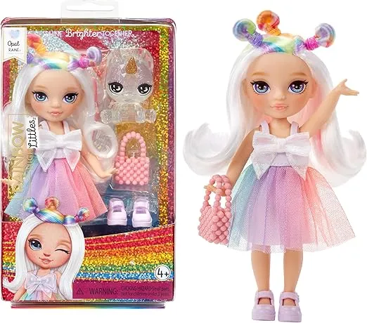 Rainbow High Littles – Opal Raine, Rainbow 5.5" Posable Small Doll with Purse, Magical Pet Unicorn, Girls Toy Gift, Kids Ages 4-12 Years
