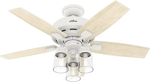 Hunter Fan Company, 50418, 44 inch Bennett Matte White Ceiling Fan with LED Light Kit and Handheld Remote
