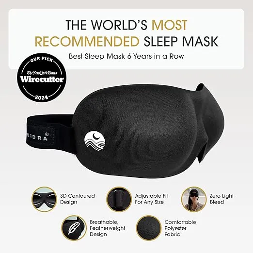 Nidra Sleep Mask for Men Women, Blue 3D Blackout Sleeping Mask, Contoured Eye Mask for Lash Extensions, Side Sleepers Eye Cover, Zero Eye Pressure, Travel Eye Shades, Night Blindfolded for Deep Sleep