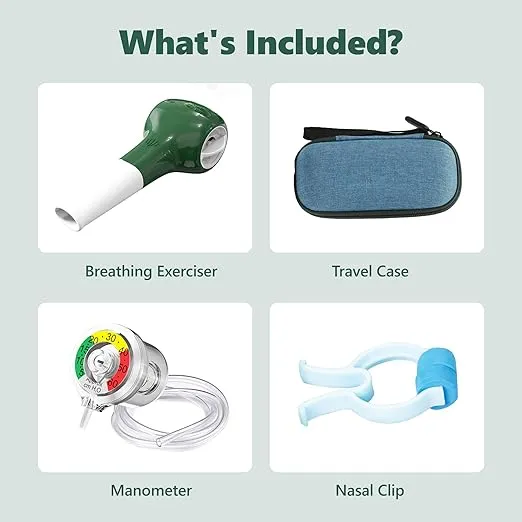 Breathing Exercise Device for Lungs, Inspiratory Respiratory Muscle Trainer for Athletes, Lung Exerciser Device for Adults, Children, Swimmers, Smokers