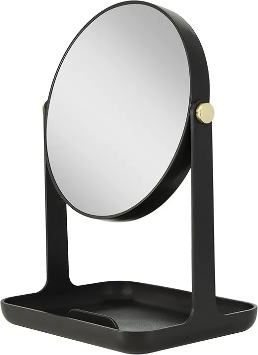 Zadro 7" Round Makeup Organizer with Mirror 5X/1X Magnifying Makeup Mirror for Makeup Vanity Mirror 6.75" Mirror Heads