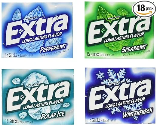 Extra Sugarfree Mint Gum Variety Box, 18 Count