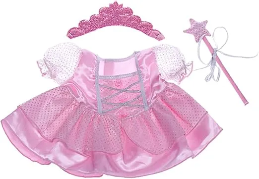 Pink Fairy Princess w/Wand & Tiara Dress Teddy Bear Clothes Outfit Fit 14-18 Build-a-Bear and Make Your Own Stuffed Animals