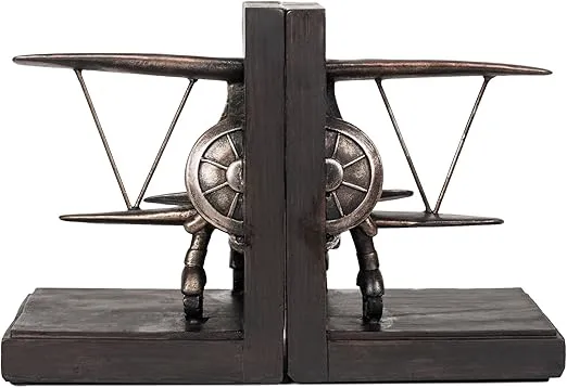 Roman Giftware Inc., Home Décor, Every Day Gifts, 7.75" H Airplane BOOKENDS,Religious, Inspirational, Durable (4x3x7)