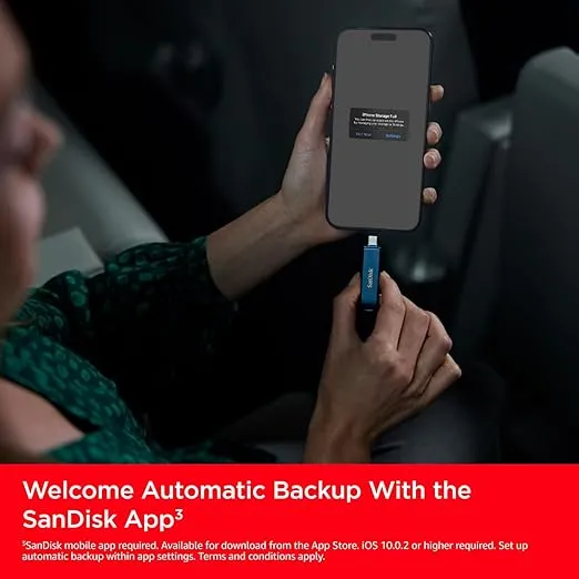 SanDisk 128GB Phone Drive for iPhone - The 2-in-1 USB for iPhone,iPad, and Computer - Flash Drive with Lightning and USB Type-C Connectors, Metallic Sky - SDIXD0N-128G-GN6NE