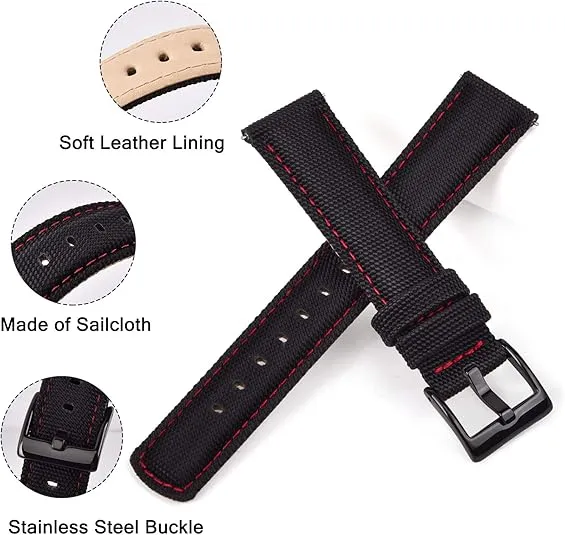 Ritche Christmas Gift Sailcloth Watch Band Quick Release Watch Strap Compatible with Samsung Galaxy Watch 6 Band Classic 43mm 47mm 40mm 44mmTimex / Seiko / Fossil / Citizen Watch Bands for Men Women, Valentine's day gifts for him or her, White Elephant G