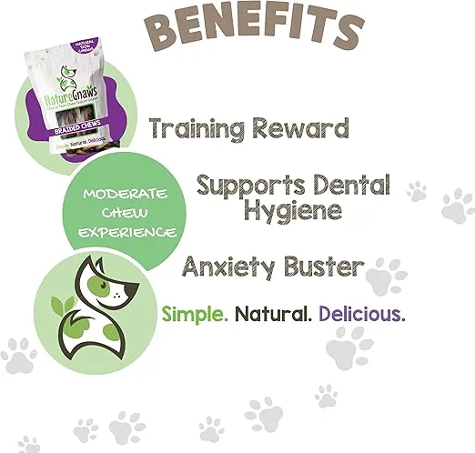 Nature Gnaws Braided Gnaws for Dogs 5-6" (3 Count) - Long Lasting for Small and Medium Dogs - Natural Beef Bully Stick Combo Braids - Rawhide Free