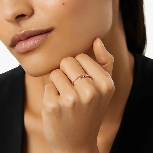 Ana Luisa Gold Claw Ring - Oren - 14K Gold Plated Rings - Hypoallergenic, Water-Resistant, Tarnish-Free - Thin Gold Stacking Ring Ring - Simple Gold Band with Cubic Zirconia Gems - Women Gift Ideas