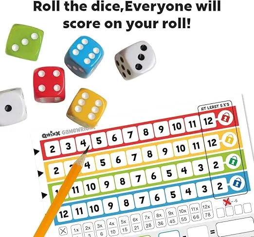 Qwixx: The frantic dice rolling game that everyone plays at once! For ages 8+, 2-5 players, from Gamewright
