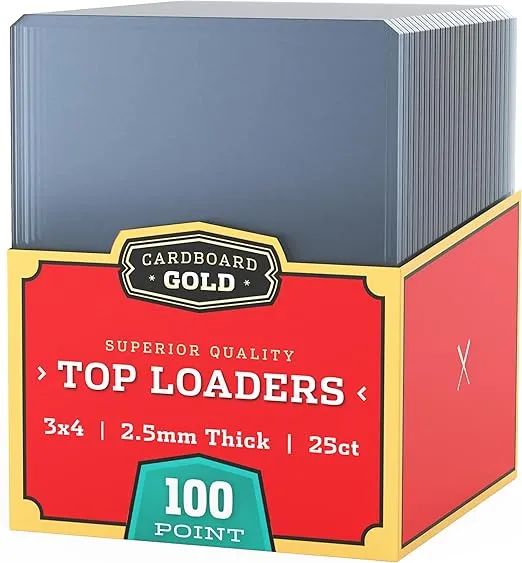 Cardboard Gold - 100pt Top Loaders for Cards - 25 Count - Premium 3x4 Inch Trading Card Toploaders - Protect Your Baseball and Sports Cards with These Crystal Clear Hard Plastic Sleeves Protectors