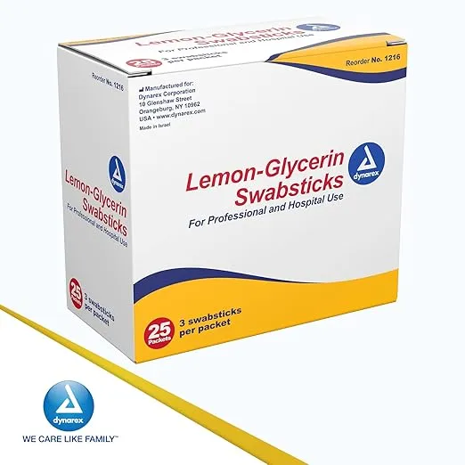 Dynarex Swabsticks, Lemon/Glycerin, 3's, 25 Count (Pack of 2)