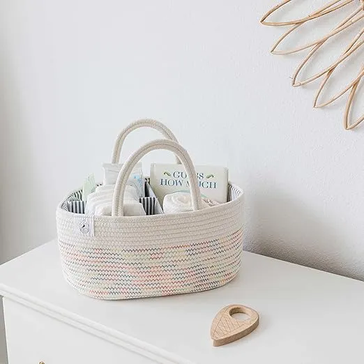 OrganiHaus Rainbow Baby Diaper Caddy Organizer for Changing Table, Diaper Basket Organizer, Portable Car Diaper Caddy Storage Organizer Baby Girl and Boy, Baby Diaper Caddy, Nursery Storage Bin