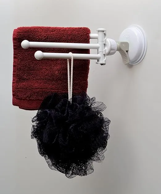 Safe-er-Grip Changing Lifestyles Drip Dry Portable Drying Rack, White with 3 Movable Arms, Swing Arm Suction Cup Towel Bar, Bath Towel Rack Hanger Towel Holder Organizer 11.5x17 Inch (Pack of 1)