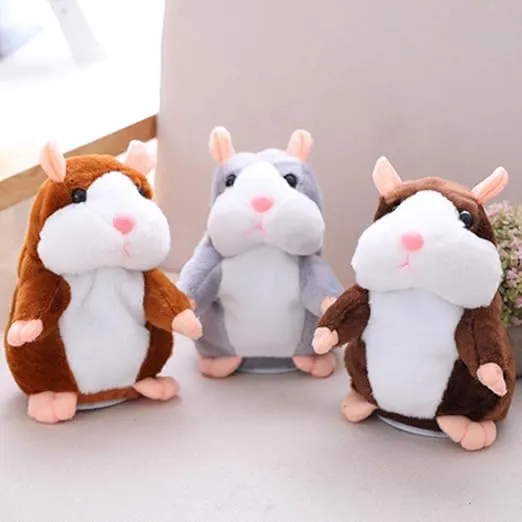 Eocolz Talking Hamster Repeats What You Say Mimicry Pet Plush Buddy Electronic Mouse Interactive Toy Funny Kids Stuffed Toys Children Early Learning for Girl and Boy (Brown)