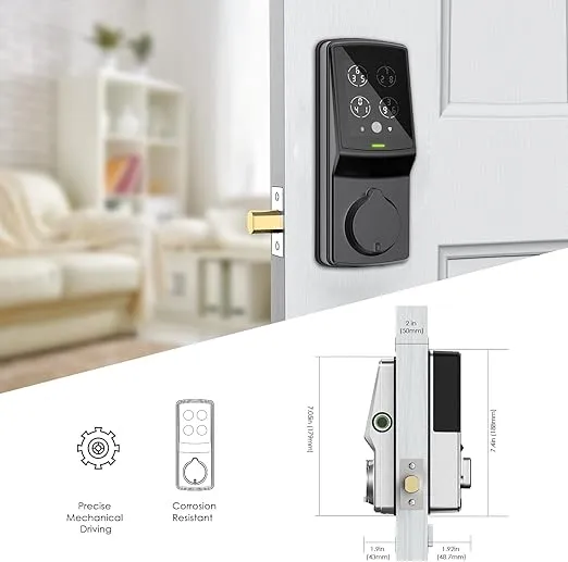 PIN Genie Lockly Bluetooth Keyless Entry Smart Door Lock (PGD 728F) Patented Keypad/Alarm System | Advanced 3D Fingerprint Reader | iOS and Android (Matte Black) (PGD 728FMB)