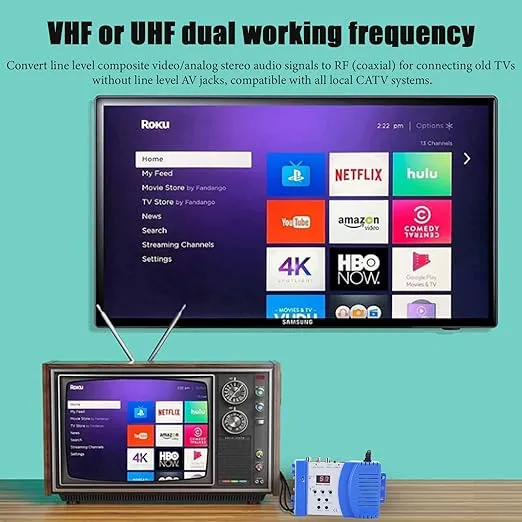 HDM69L Digital RF Modulator,Clear Image AV to RF Converter,Strong Anti-Interference Audio Video HDMI RF Modulator,VHF UHF Amplifier,for Satellite Receivers,Video Cameras,VCR (US