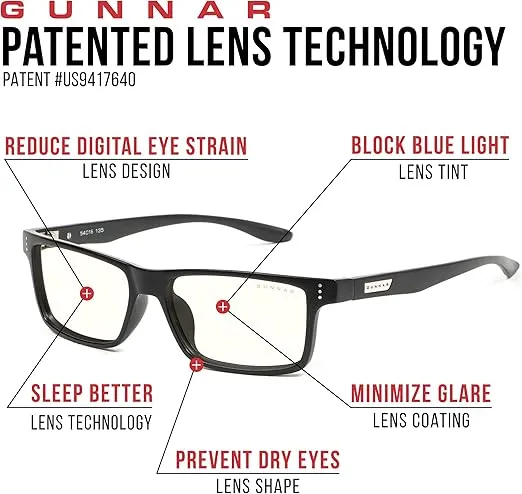 Gunnar - Premium Gaming and Computer Glasses - Blocks 35-98% Blue Light - Vertex