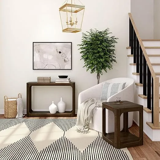 Plank+Beam Forma Console Table, 46 Inch, Solid Wood Sofa Table, Entryway Table for Hallway, Narrow Behind The Couch Table, Console Tables for Entryway, Living Room, Foyer, Easy Assembly, Walnut