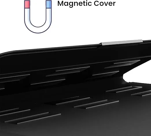 INVZI MacBook Sleeve, Vegan Leather Bag Compatible with 15”/16" MacBook Pro M3/M2/M1/Max 2024-2019, Compact Design with Invisible Stand (Black)