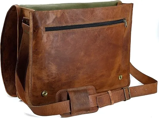Komal's Passion Leather Vintage Mens 16 Inch Leather Laptop Messenger Pro Satchel Men's Bag