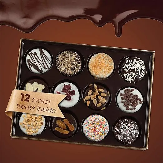 Christmas Gift Baskets, 12 Gourmet Holiday Chocolate Candy Cookies Gifts for Women, Food Delivery Cookie Gift Ideas for Men Grandma Aunt
