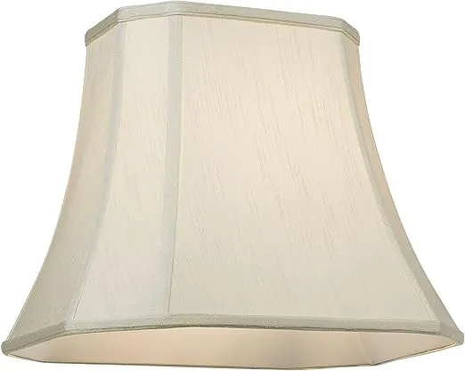 Creme Medium Rectangle Cut Corner Lamp Shade 10" Wide x 7" Deep at Top and 16" Wide x 12" Deep at Bottom and 13" Slant x 12.5" H (Spider) Replacement with Harp and Finial - Imperial Shade