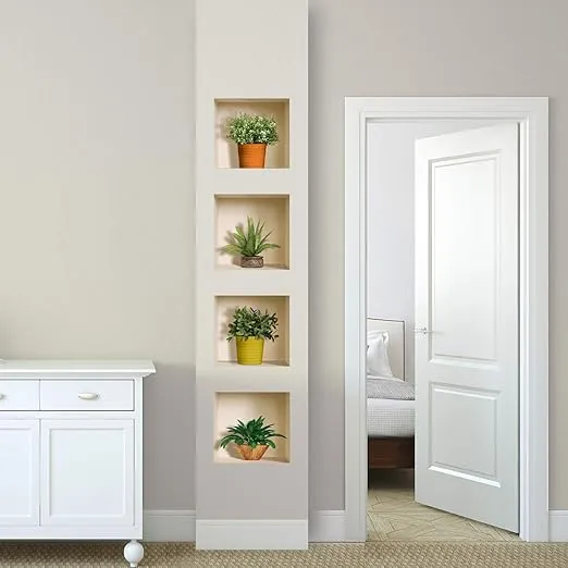 The Nisha Art Magic 3D Vinyl Removable Wall Sticker Decals DIY, Set of 4, Green Plants 412