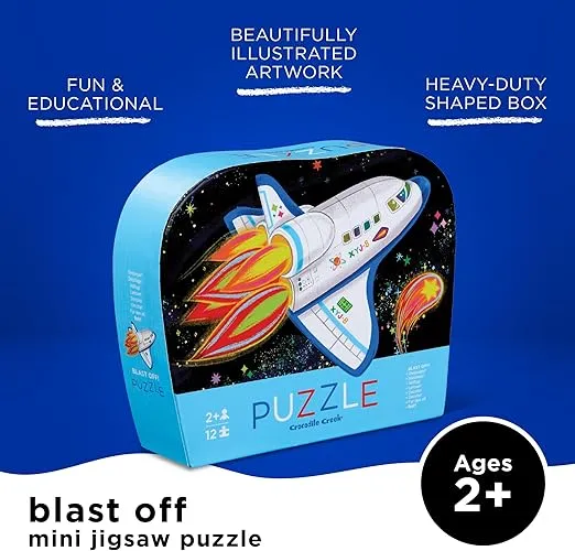Crocodile Creek - Blast Off - Mini Jigsaw Puzzle, 12 Piece, for Kids Ages 2 Years & Up…