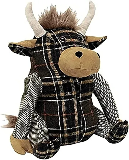 Riva Paoletti Highland Cow Doorstop - Heavyweight Sand Filling - 100% Polyester - 22 x 24 x 15cm (9" x 9" x 6" inches) - Designed in The UK, Brown