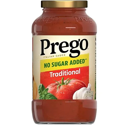 Prego Traditional No Sugar Added Pasta Sauce, 23.5 Oz Jar