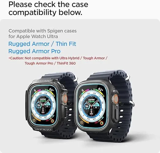 Spigen EZ Fit Tempered Glass Screen Protector for Apple Watch Ultra 2, Apple Watch Ultra (49mm) - 2 Pack