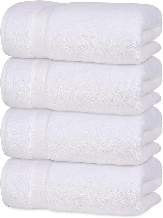 Quick-Dry, Soft & High Absorbent Hand Towels 16"x29" Cotton Turkish Hand Towel Set of 4 | Daily Use 100% Cotton Towels for Bathroom, Gym & More | Bathroom Hand Towels (4 Pcs, White)
