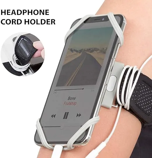 BONE Run Tie 1, Running Cell Phone Holder, Skin-Friendly & Washable Silicone Sport Armband, Universal Workout Phone Carrier Compatible with Most Smartphone (Gray - Size S/Arm Size 7.9-9.8'')
