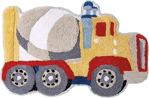 dream FACTORY Trains and Trucks 100% Cotton Dump Truck 20" W x 30" L Bath Rug, Yellow