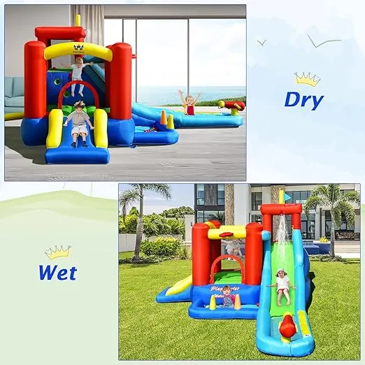 BOUNTECH Inflatable Water Slide, Water Bounce House with Waterslides for Kids Backyard Fun w/Long Slide & Compact Pool, 860W Blower, Portable Bouncy Jump Castle for Kids Toddler Boys Girls Party Gifts