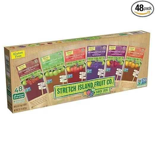 Stretch Island Fruit Leather Snacks Variety Pack, Cherry, apple, strawberry, apricot, grape, respberry, 0.5 Ounce (Pack of 48)