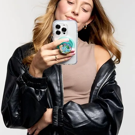 PopSockets Phone Grip Compatible with MagSafe, Adapter Ring for MagSafe Included, Phone Holder, Wireless Charging Compatible, Pokemon - Bulbasaur Mint
