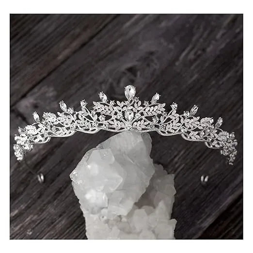 SWEETV Silver Tiara Crown for Women,Princess Tiaras for Girls,Crystal Retro Hair Accessories for Wedding Birthday Prom Pageant Quinceanera