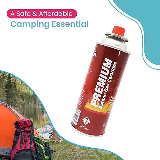 Butane Fuel Canisters for Portable Camping Stoves, Gas Burners, UL Listed, 8 oz. Per Canister - Set of 12