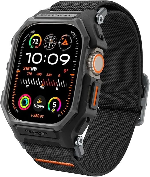 Spigen Lite Fit Pro Designed for Apple Watch Ultra 2/Apple Watch Ultra Band 49mm Durable TPU Case with Lightweight Fabric Band - Matte Black