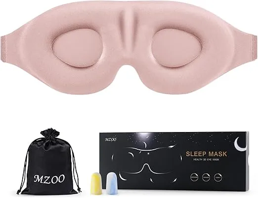 MZOO Sleep Eye Mask for Men Women, Zero Eye Pressure 3D Sleeping Mask, Light Blocking Patented Design Night Blindfold, Soft Eye Shade Cover for Travel, Pink