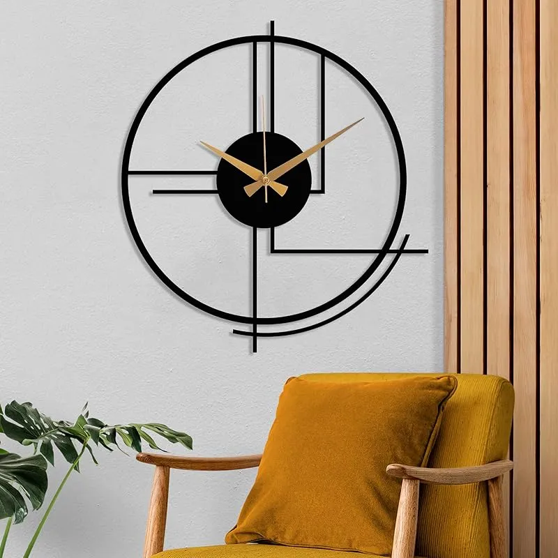 Minimalist Wall Clock, Modern Design Metal Wall Clock, Large Silent Wall Clock, Boho Clock, Clocks for Living Room, Office, Bedroom, Kitchen, Oversize Clocks for Wall, House Gift (19.3" / 50 cm)