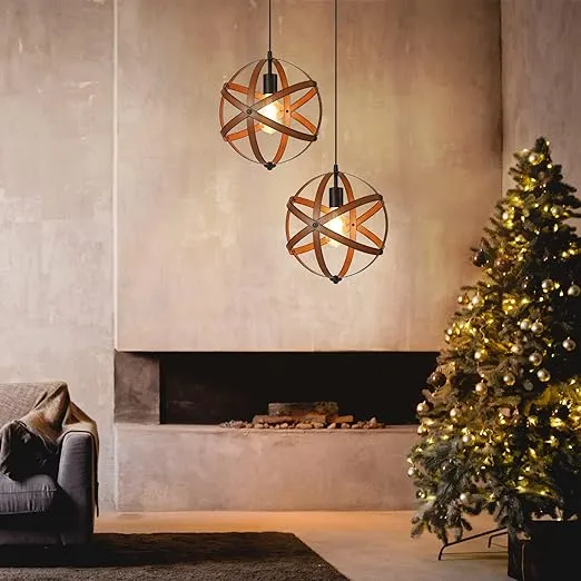 DEWENWILS Plug in Pendant Hanging Light, Metal Globe Ceiling Light Fixture with 15FT Cord and ON/Off Switch for Kitchen Island, Bedroom, Dining Hall, Entryway
