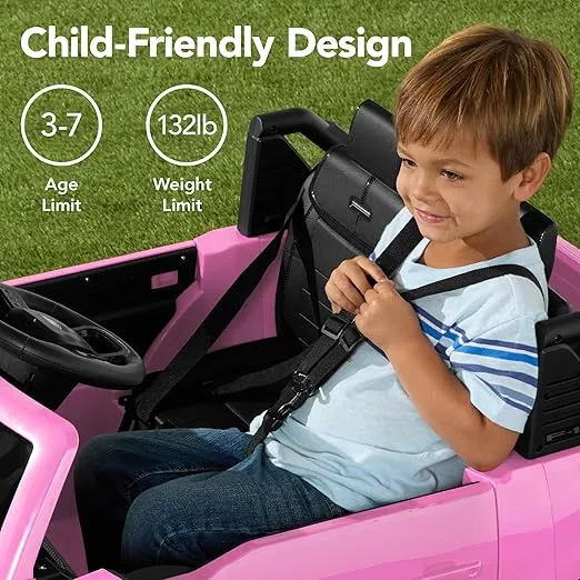 Best Choice Products Kids 24V 2-Seater Electric Ride On Car Officially Licensed Ford Lightning Truck w/Parent Control, Bluetooth, LED Lights - Pink