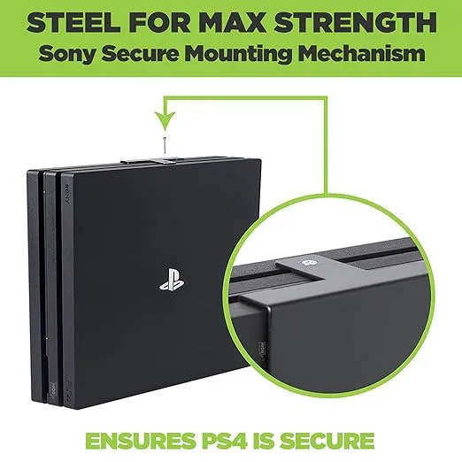 HIDEit Mounts 4P Wall Mount for PS4 Pro - US Patent, American Company - Steel Mount for PlayStation 4 Pro to Store Your PS4 Pro on Wall Near or Behind TV