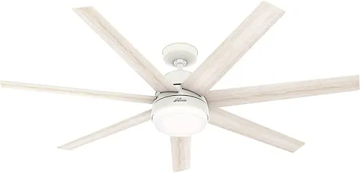 Hunter 60 inch WiFi Phenomenon Matte White Ceiling Fan with LED Light Kit and Wall Control